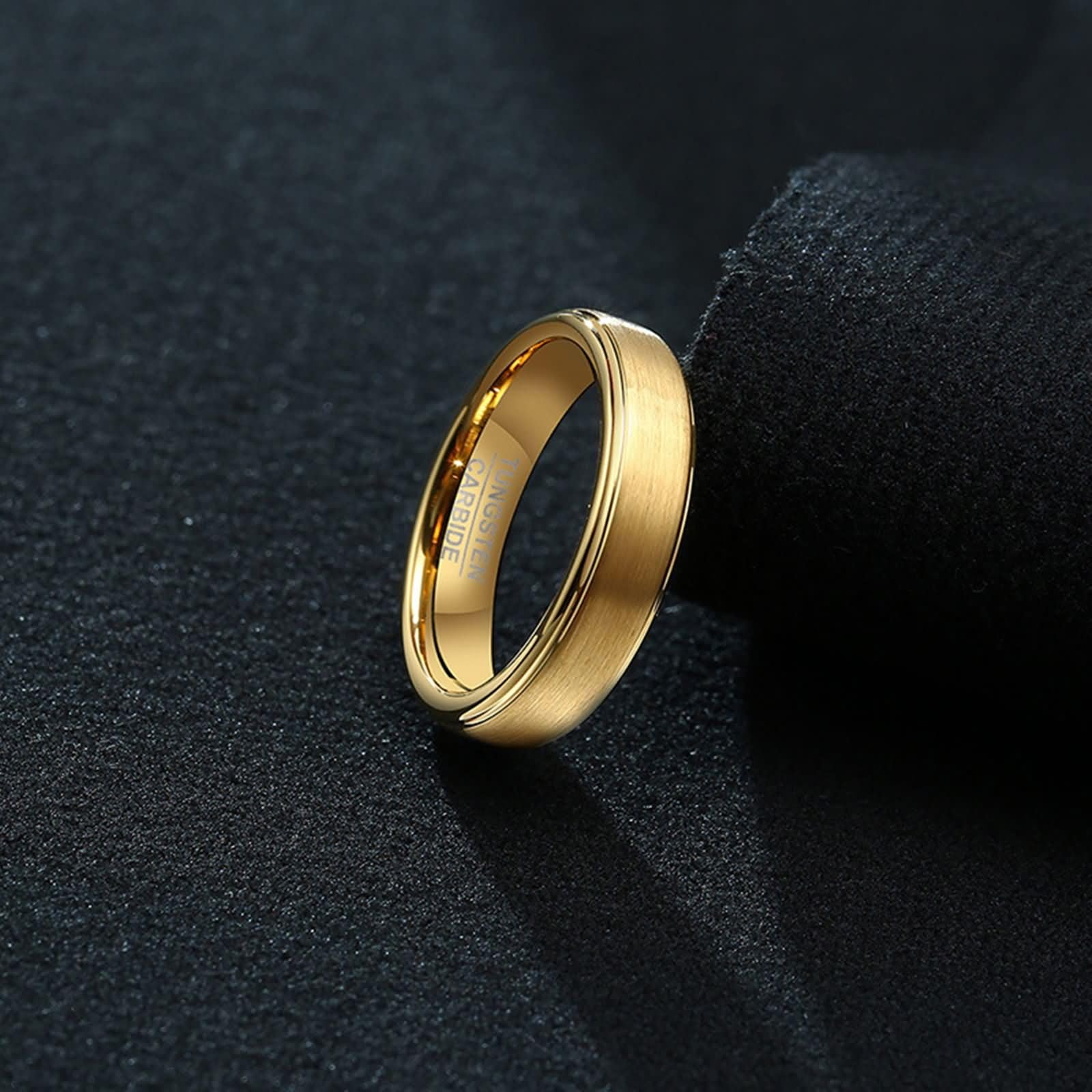 Daesar - Anillo Pareja Grabado,5MM Anillo Oro con Redondo Mate Anillo Compromiso Hombre Tungsteno