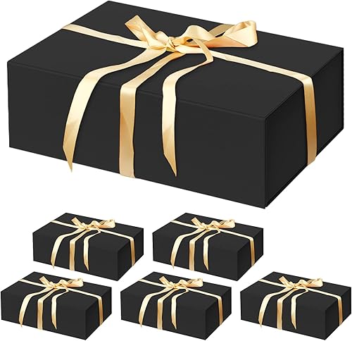 HavrePac Paquete de 6 cajas de regalo grandes de 13.8 x 9 x 4.3 pulgadas, cajas de regalo de lujo con tapas, caja de regalo con cierre magnético