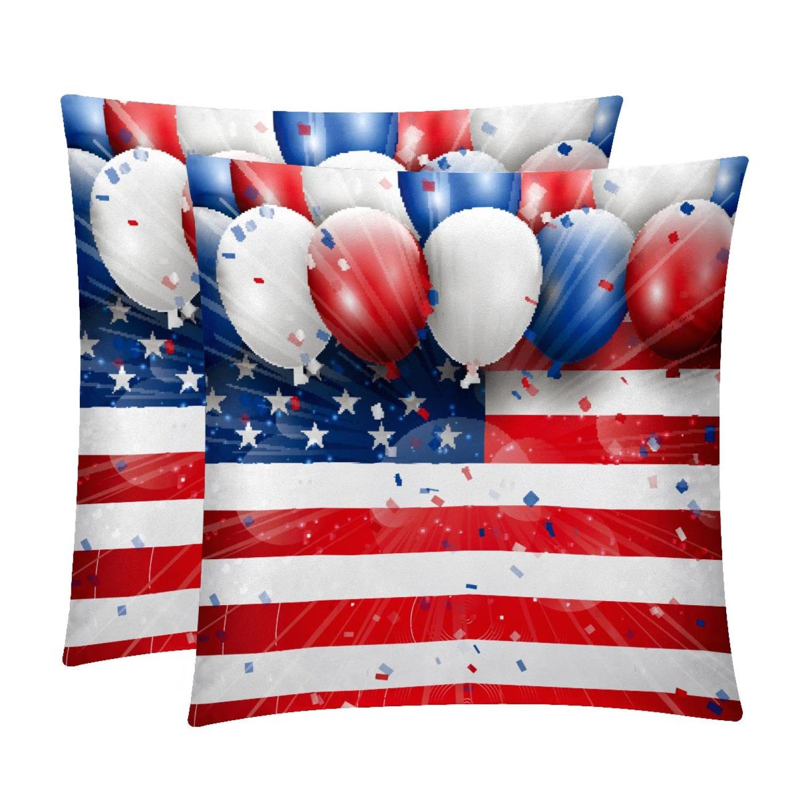 TDGKPZ American Flag Balloon Throw Pillow Covers 2 Pack Pillowcases Soft Cozy Pillow Cases For Couch Bed Sofa 50x50cm