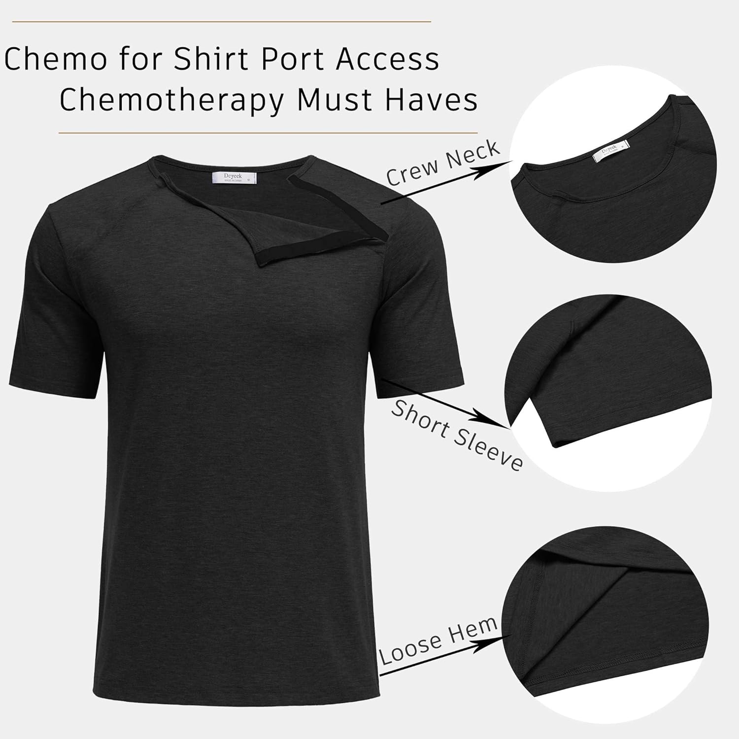 Dyeek Chemo for Shirt Port Access Chemotherapy Must Haves Tear Away Side Snap Short Sleeve Post Shoulder Surgery Shirts - Image 5
