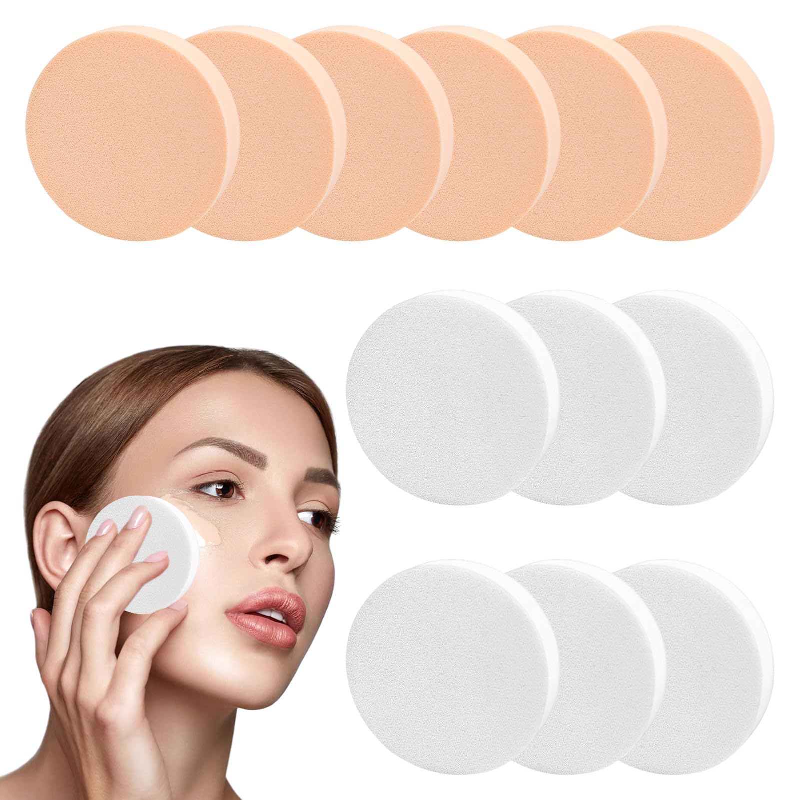 Make Up Sponges 12 Pcs Soft Face Paint Sponges Makeup Sponges Puffs & Wedges Foundation Sponge Makeup Sponge for Foundation Powder Concealer (White, Beige)