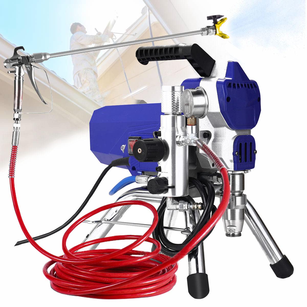 Commercial Airless Paint Sprayer, 2500W High Efficiency, 1GPM 32FT Hose, Decreases Overspray by up to 55%, for Home Interior Exterior Wall Spraying