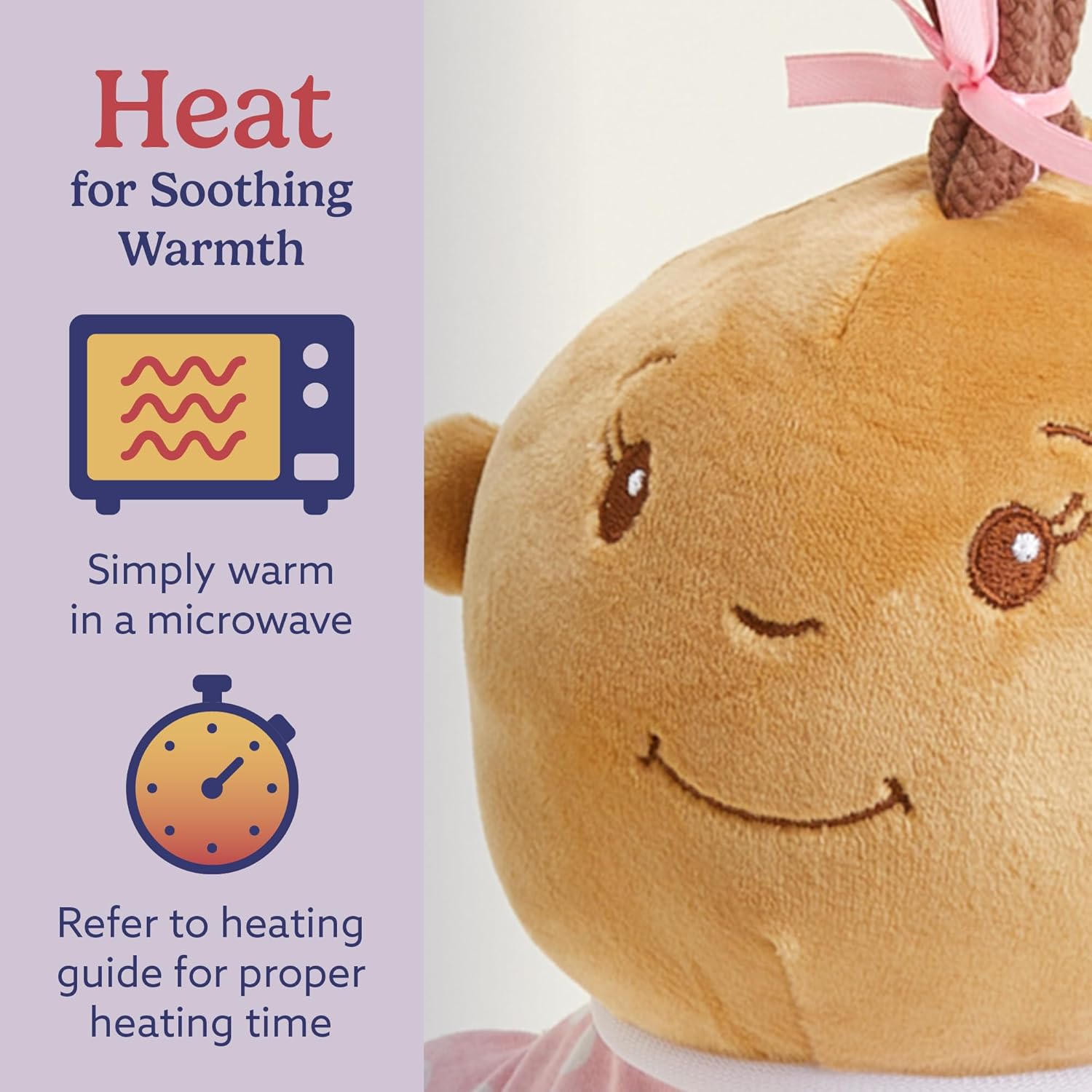 warmies Microwavable & Weighted Stuffed Animals, Baby Girl Darker Skin - Heated Stuffed Animal Plushie for Warmth & Comfort - Soft Plush Toys for Adults & Children (Boys, Girls, Babies & Toddlers)