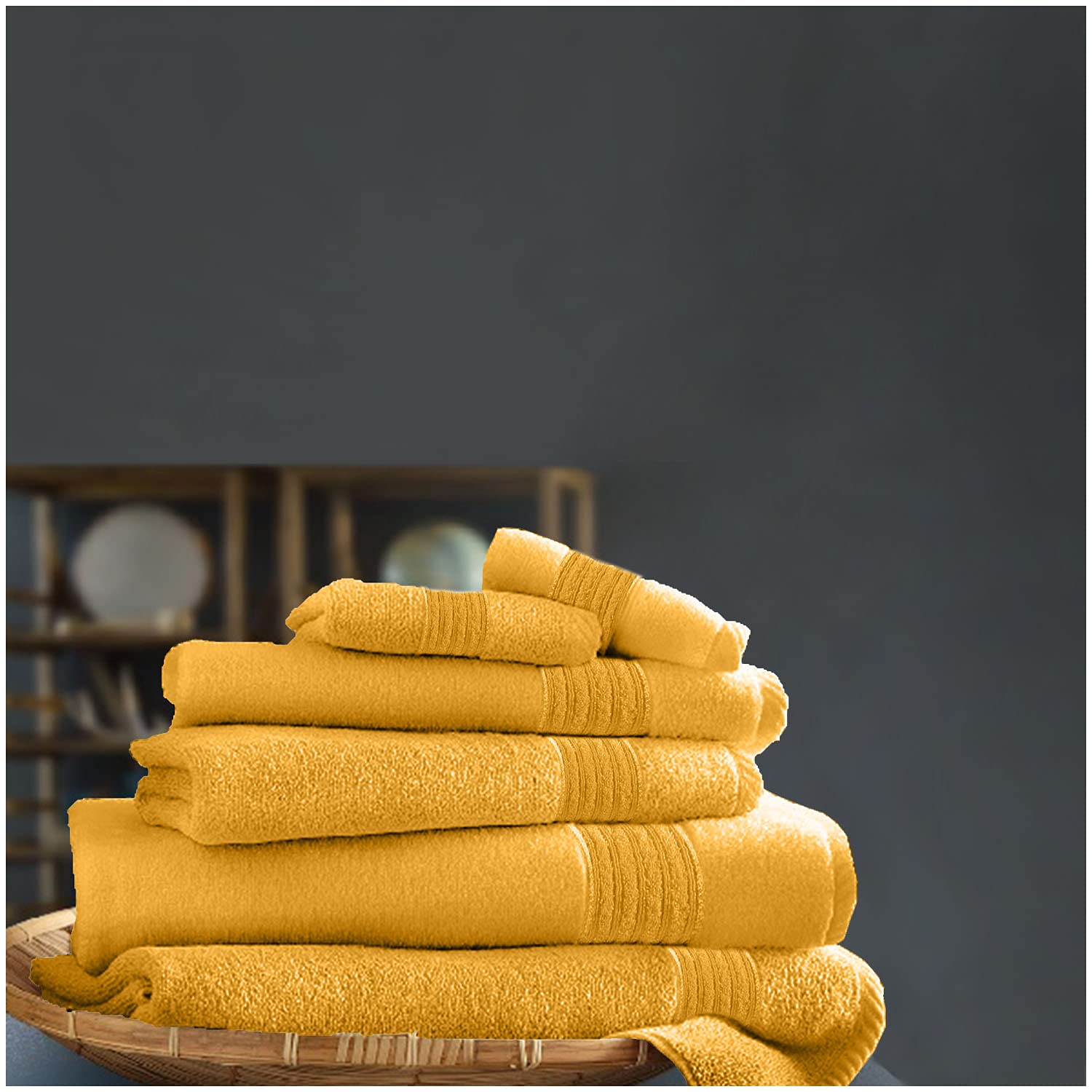 GC GAVENO CAVAILIA Super Soft Ochre Hand Towel Set, 4 PK Quick Dry Towels, 450 Gsm Towel For Gym & Saloon, 50X80 Cm