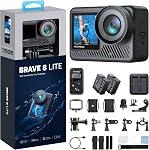 AKASO Brave 8 Lite Waterproof Action Camera with 4K60 Ultra HD Video, 20MP Photos, HDR, Touch Screen, SuperSmooth Stabilization, 8X Slow Motion, Zoom, Super Wide Angle, Remote Control and Accessories