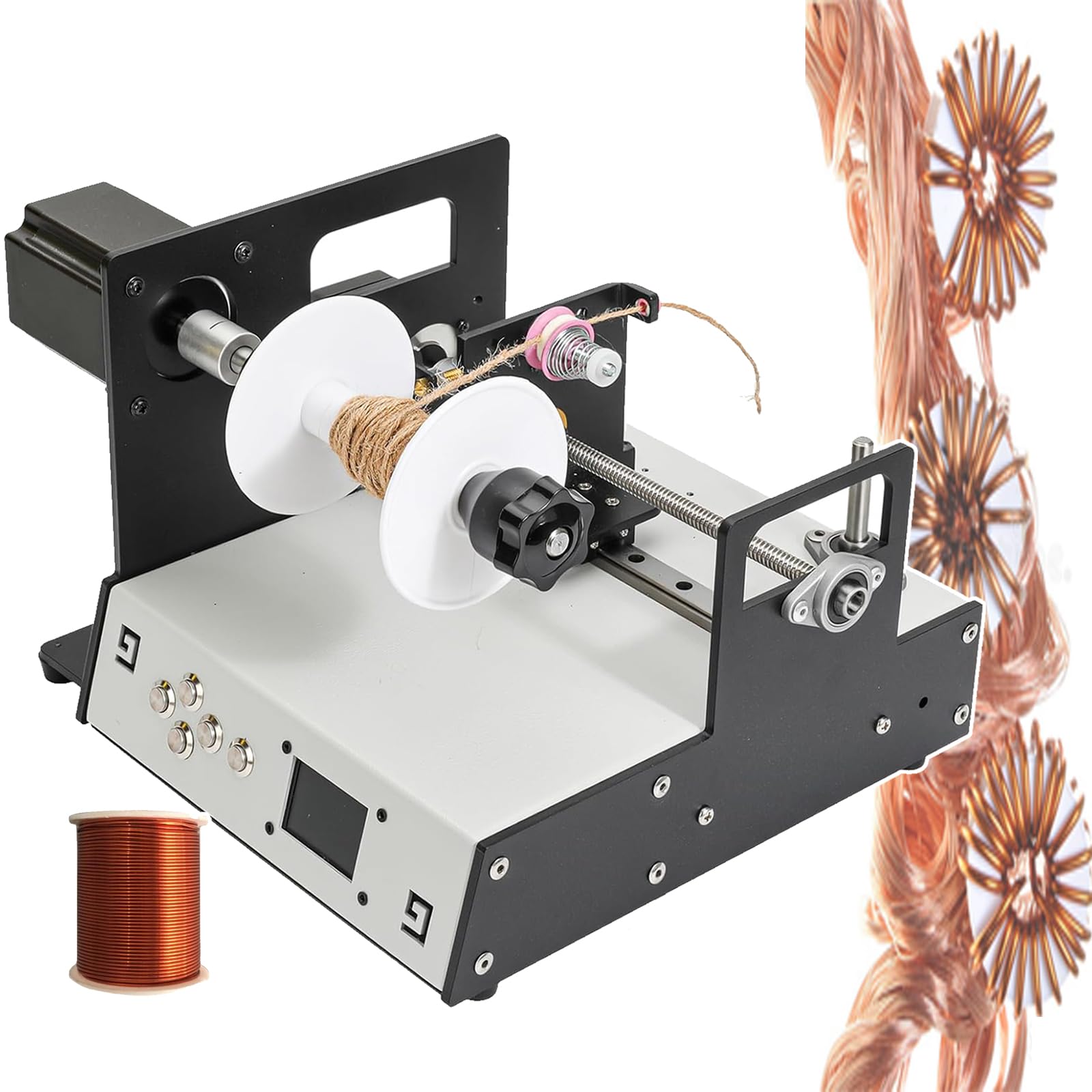 XNXYSMKJ Automatic Winding Machine 900rpm Coil Winder Machine W/Auto-Wire Alignment,Industrial Grade Coil Tape Fishing Line Winder,0.01mm Precision,120-900 Rpm Speed