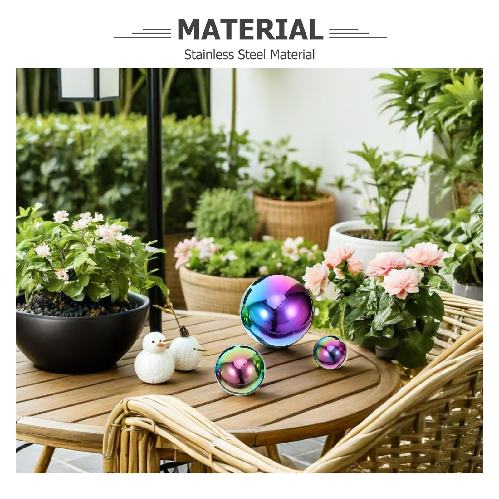 TOYANDONA 6 Pezzi Sfere da Giardino in Acciaio Inossidabile Lucido Sfera Cava Riflettente per Decorazione Esterna e Paesaggio con Effetto Specchio