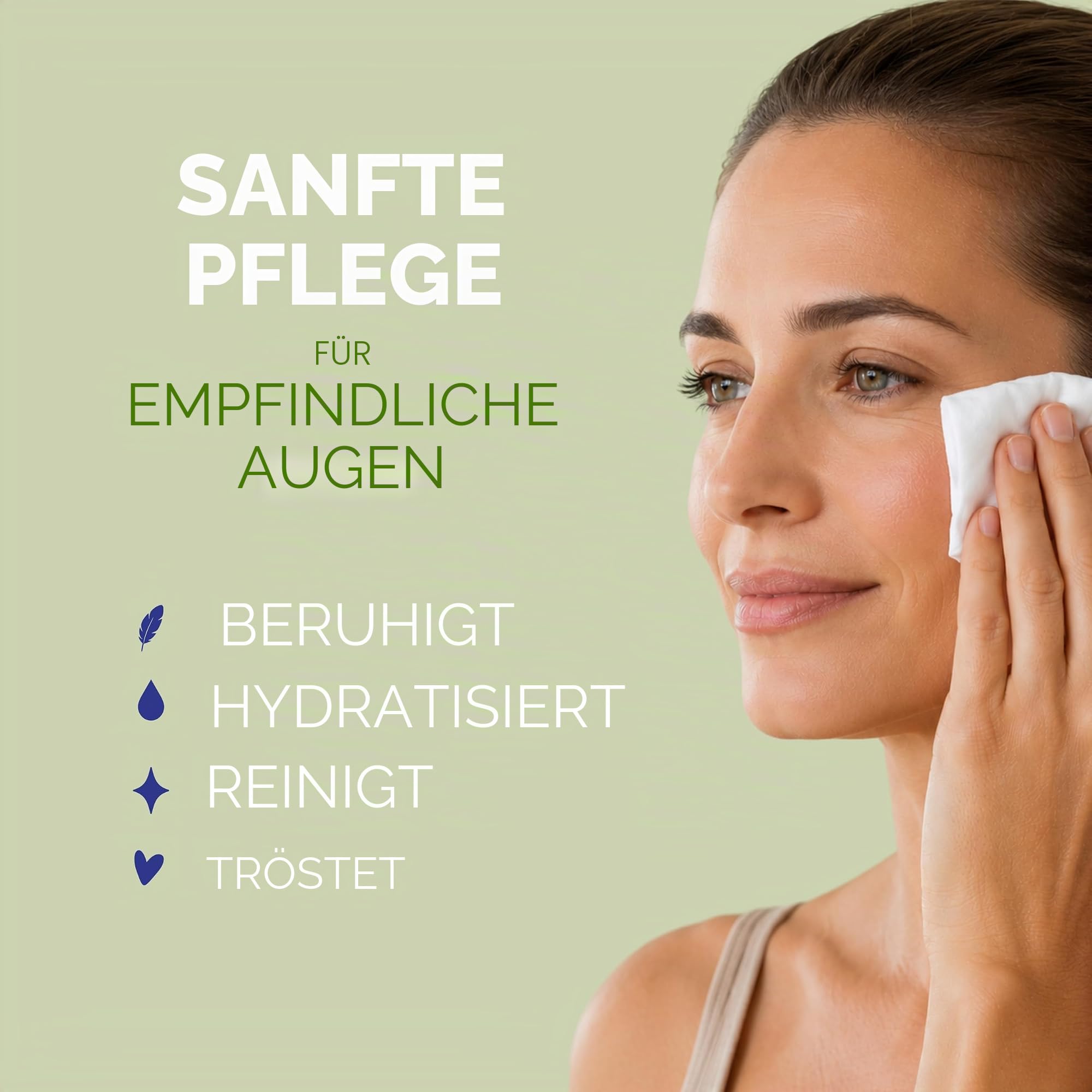 NOVEHA Augenlidtücher - Für zarte Wimpern und Augenlider - Mit Hyaluronsäure, Kamille und Aloe Vera - Einzeln verpackte, vorbefeuchtete Pads (60 Tücher)