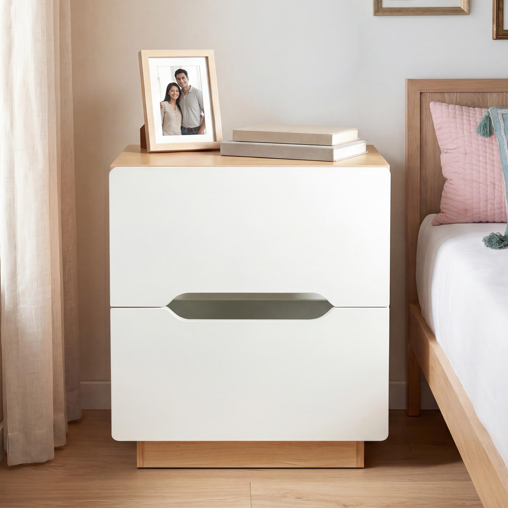 Decor & More Bedside Table with 2 Drawers | Wooden Nightstand for Bedroom with Smooth Sliding Drawers & Open Storage Shelf | Space-Saving Side Table for Living Room | DIY-image-38