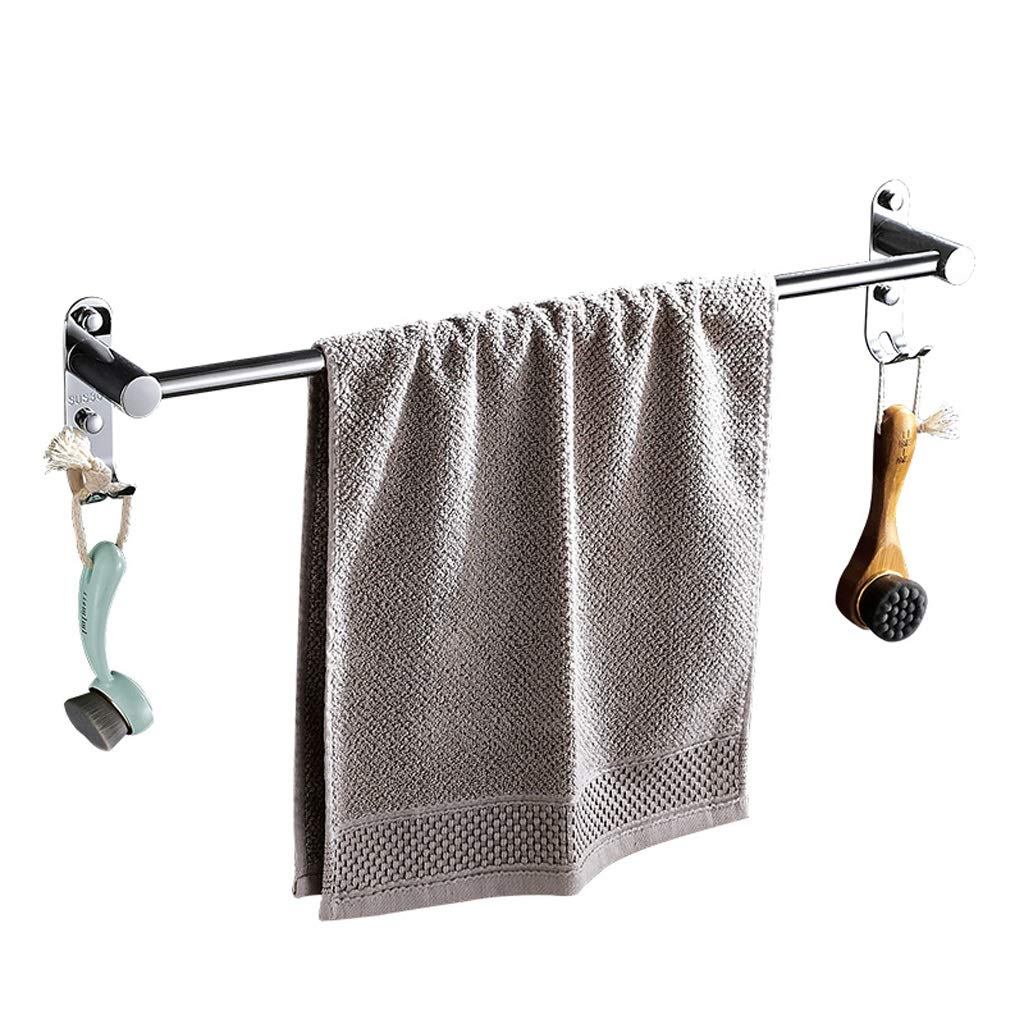 CAIFENG Towel Rails,Wall Mounted Bathroom Towel Holder-Punch-free Towel Rack Stainless Steel Single Rod Bathroom Towel Rack Toilet Pendant With Hook Multi-size Optional (chrome)
