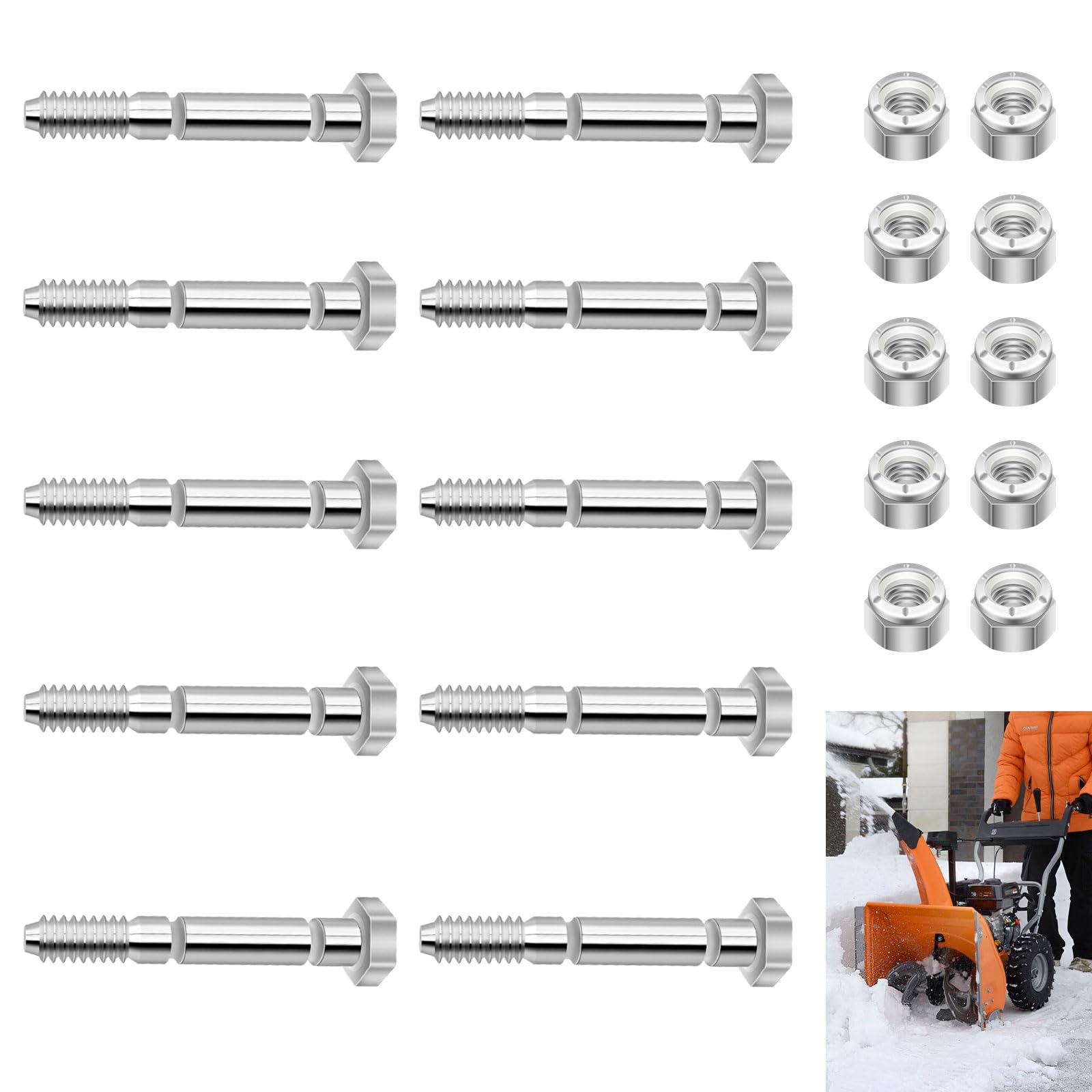 51001500 5/16" Snow Blower Shear Bolts & Nuts Compatible with Ariens 510015 51001500 AM122156 AM136890 Snow Blower