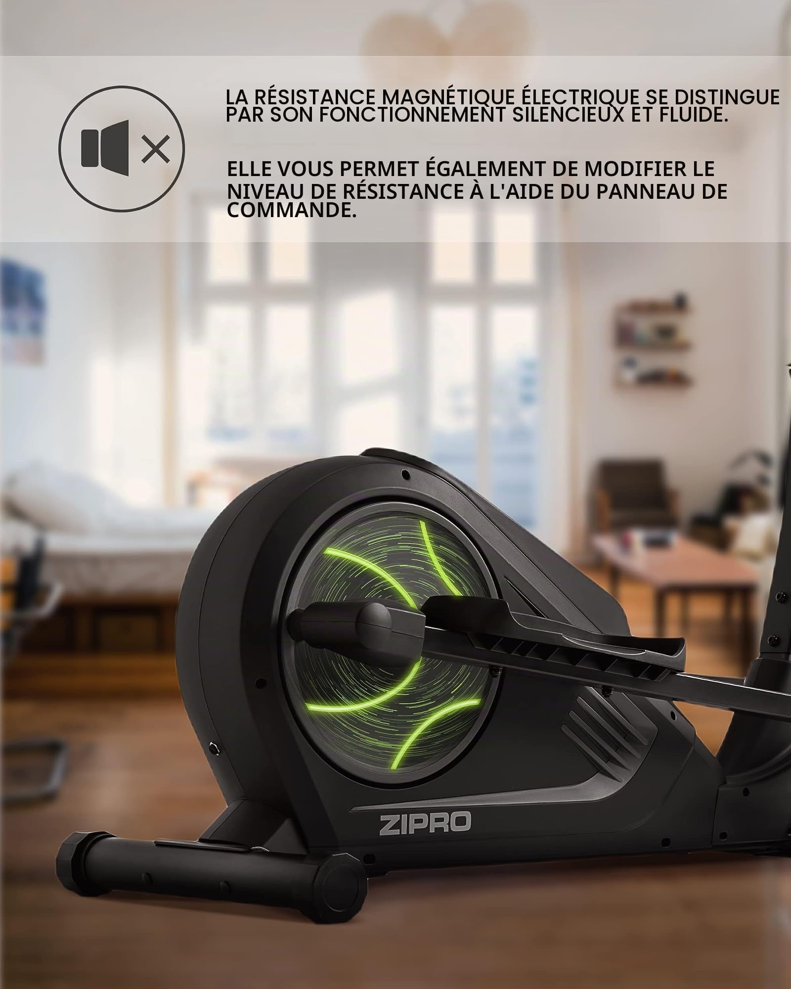 Zipro Crosstrainer Heat, elliptique jusqu'à 150 kg, équipement d'entraînement Cardio à Domicile, Appareil de Fitness, Machines d'exercice, vélo elliptique, 32 Niveaux de résistance