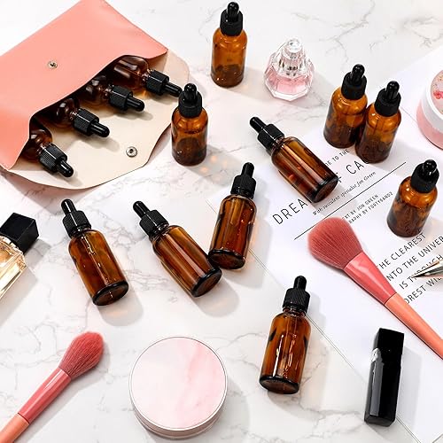 Miniatura 6 de Eccliy Paquete de 160 botellas cuentagotas de vidrio de 1 onza de vidrio de 1.0 fl oz con cuentagotas, 16 embudos y 2 cuentagotas largos, botellas