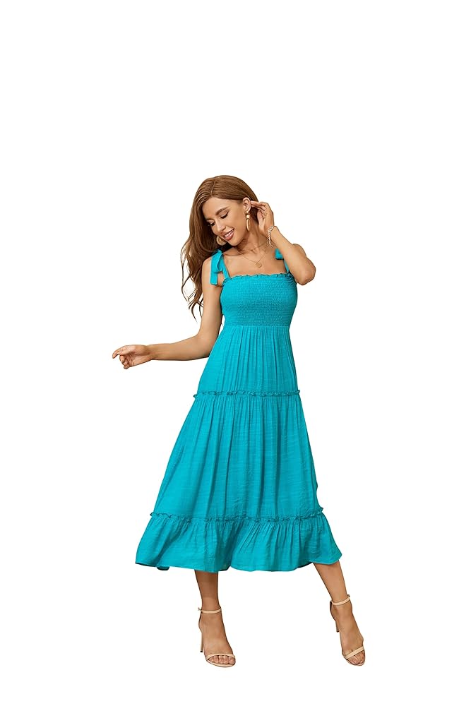 R.YIposha Women's Boho Summer Adjustabl Strap Ruffle Square