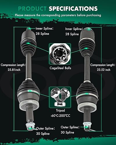 Miniatura 28 de SCITOO Eje CV Conjunto de eje delante izquierda derecha para Honda Odyssey 3.5L,para Honda Ridgeline 3.5L 2005-2014 60-1009