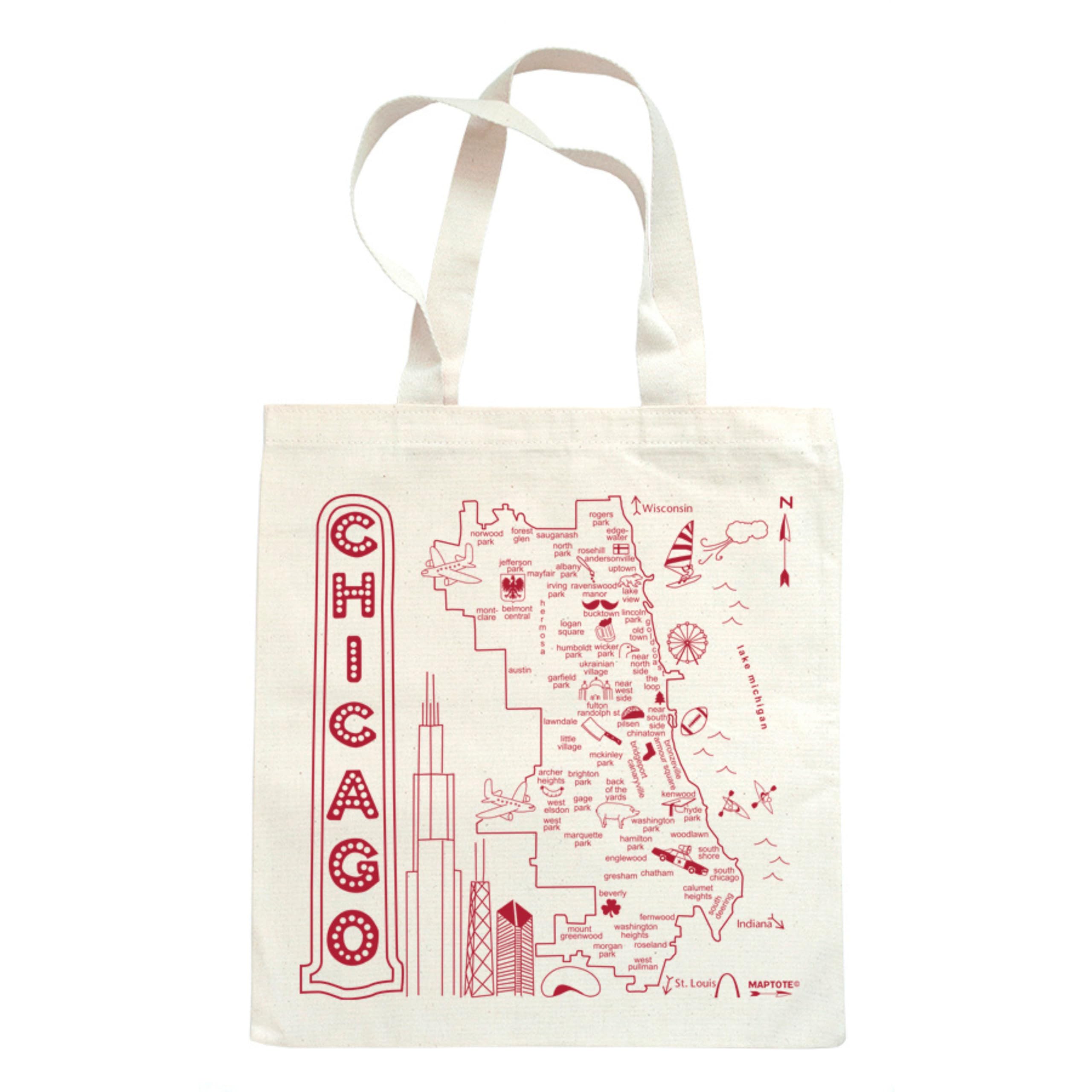 MAPTOTE Grocery Canvas Tote - Reusable Cotton Canvas Bag for Shopping, Daily Errands, Beach Trips and Travel - Screenprinted, Earth Friendly, and Made