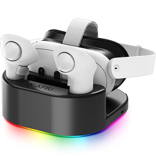 Charging Dock for Meta Oculus Quest 3Quest 2, VR Headset Charging Stand and Controller Holder with RGB Lights, Charger Station Accessories,