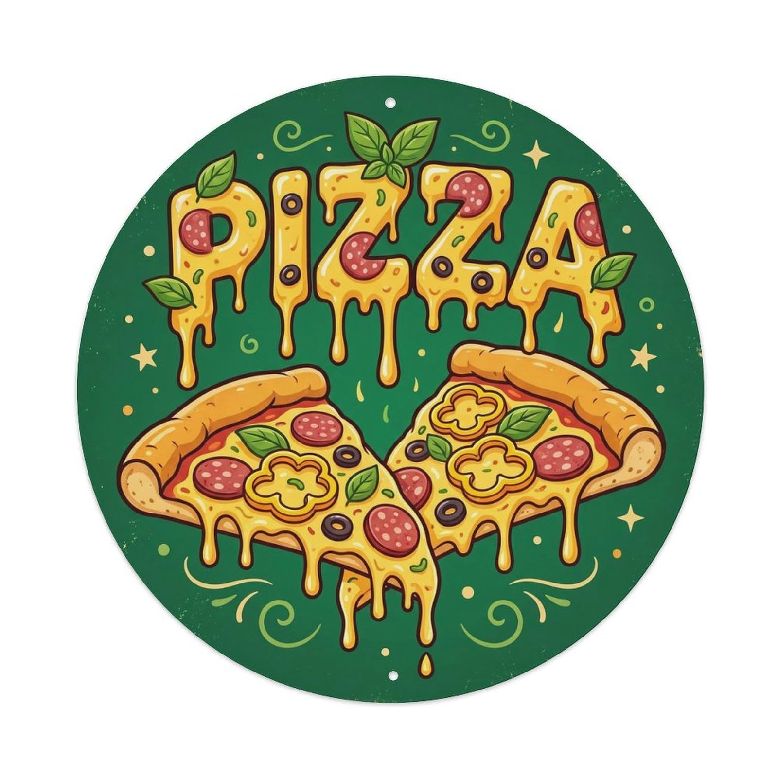 Huiyhb 8X8inch(20X20cm) Vintage Pizza Slice Yellow Pepper Metal Tin Sign