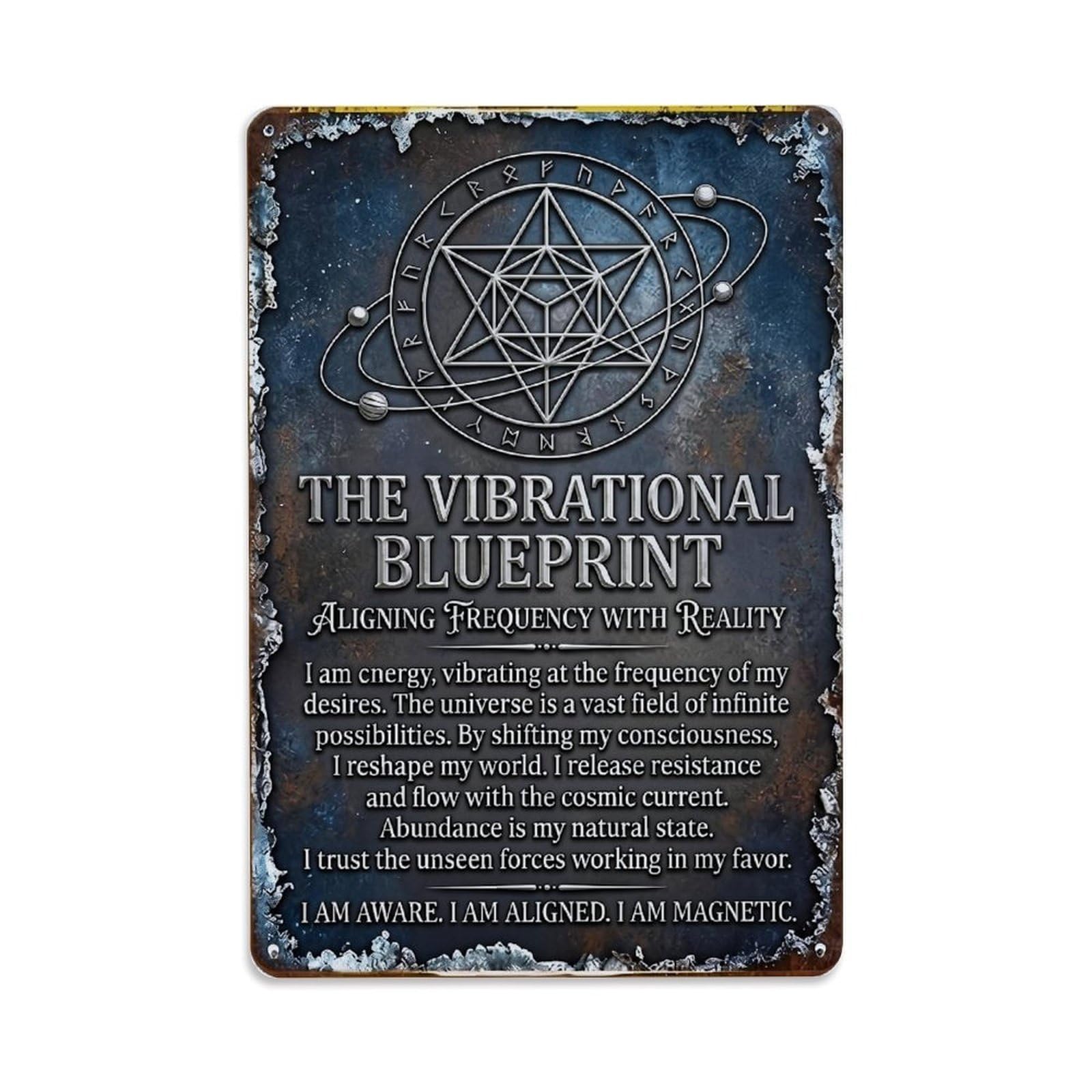Jdfenggu Vintage Vibrational Blueprint Energy Alignment Pattern Retro Metal Tin Sign, Decor Art Poster For Bar, Home, Man Cave, Kitchen, Laundry Room Gift 8X12inch