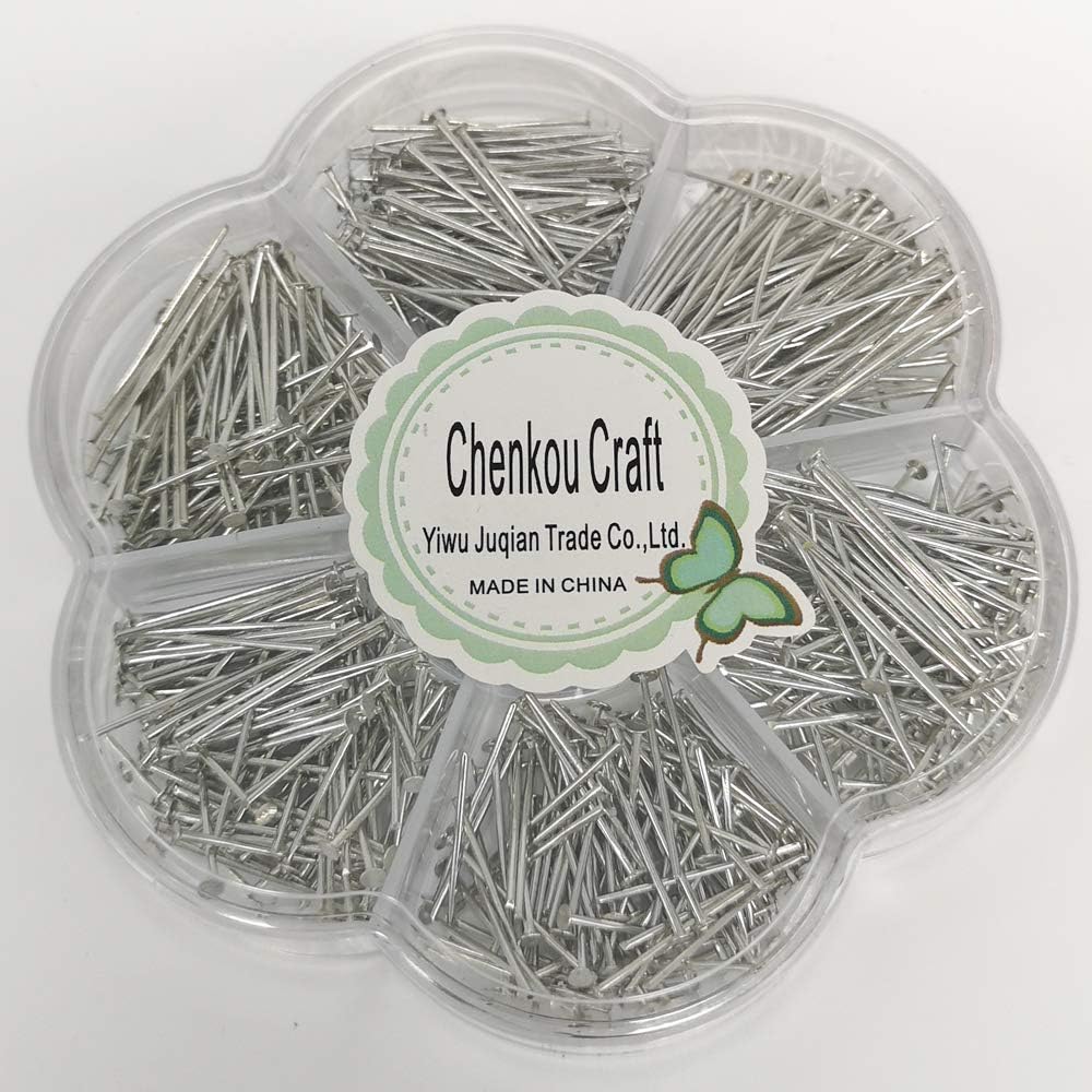 Chenkou Craft 700pcs Assorted of 7 Sizes Mix Flat Head Pins for Jewelry Making (Anti-Silver, Mix) - Image 4
