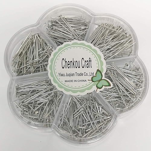 Vista 14 de Chenkou Craft 700 pines de cabeza plana surtidos de 7 tamaños para hacer joyas (plata, mezcla)
