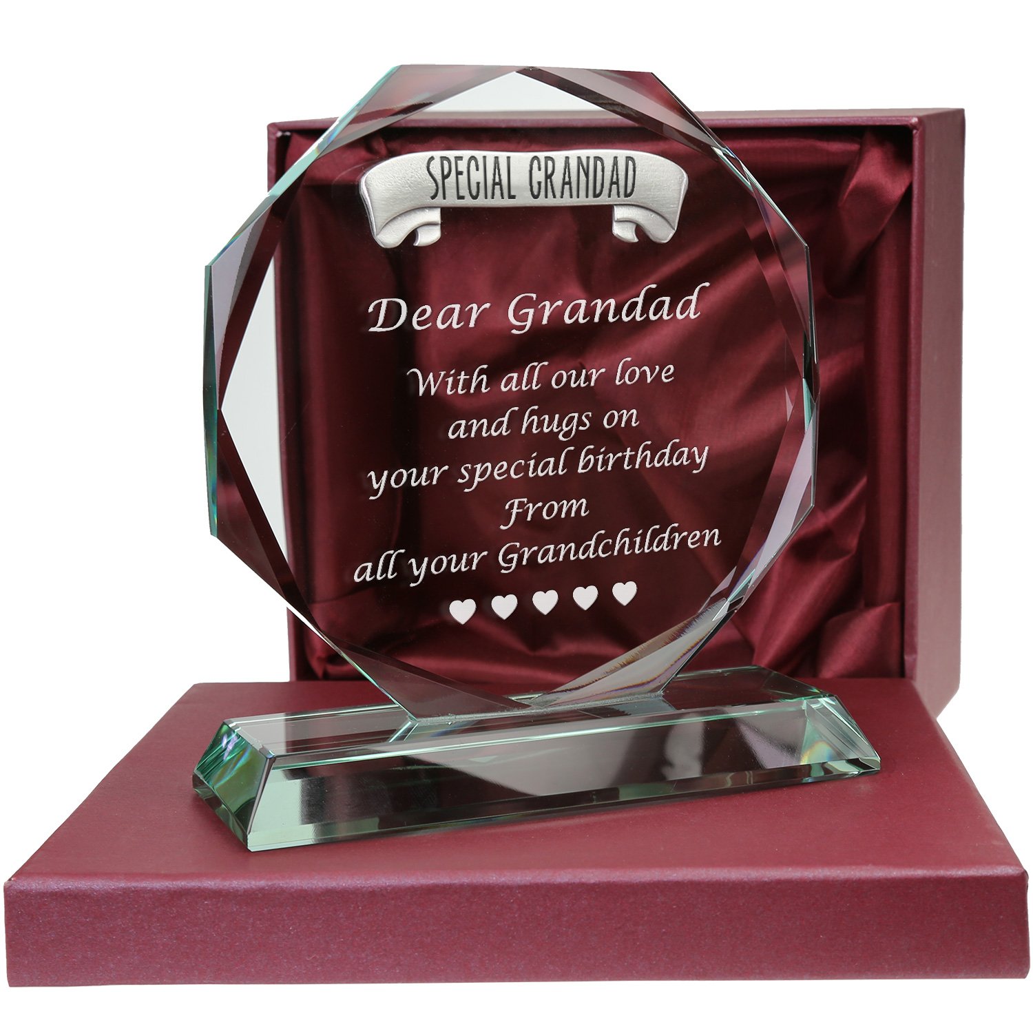 De Walden Transparent Special Grandad Engraved Cut Glass Birthday Gift From Grandchildren