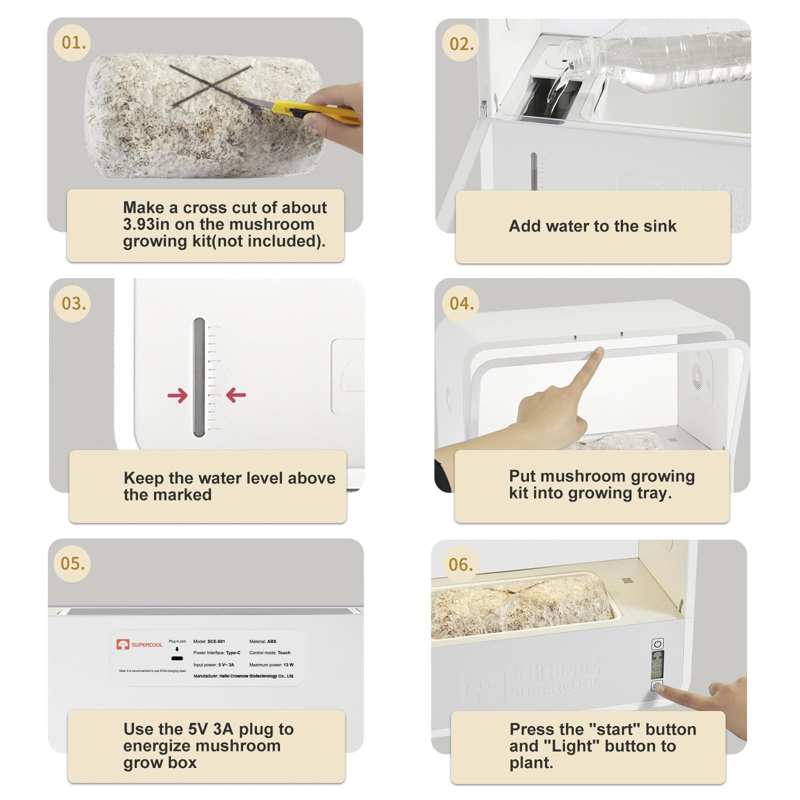 Kit Champignons à Faire Pousser, Tente de Culture de Champignons avec Affichage de la Température et de l'humidité, kit de Culture de Champignons Smart Monotub