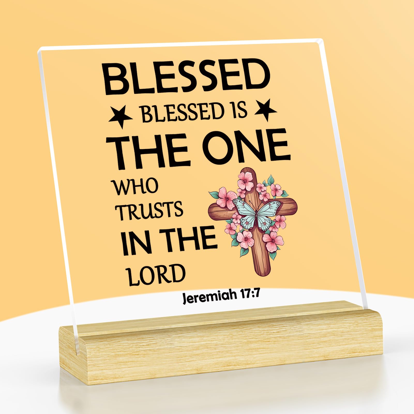 Thank You Christian Gifts Inspirational Bible Verse Gifts Acrylic Plaque Gifts Religious Baptism Gifts for Friend Coworker Clear Desk Decorative Sign Scripture Gifts Christmas Birthday Gifts