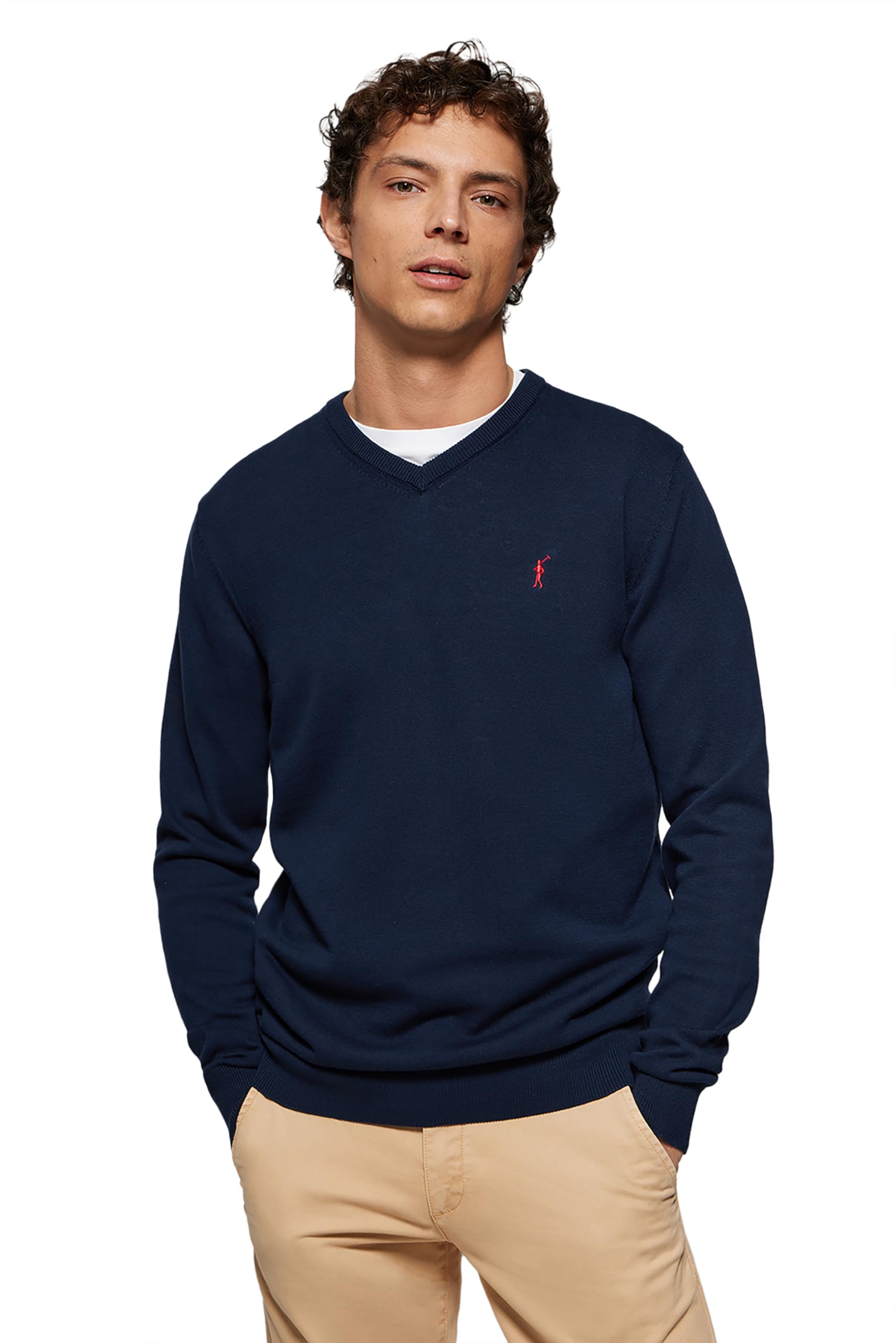 Polo Club Maglione Scollo a V Maniche Lunghe Uomo Maglioni Pullover V-Neck 100% Cotone