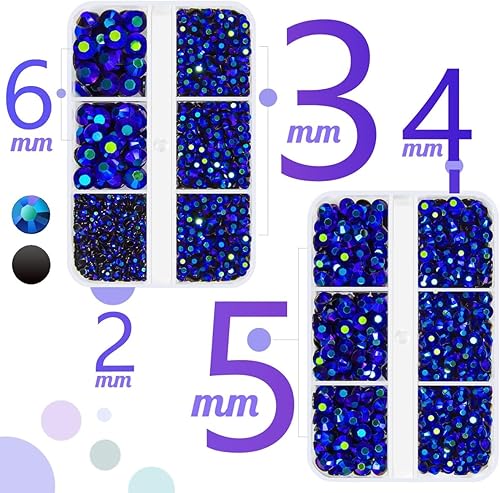 Miniatura 2 de 3060 diamantes de imitación de resina AB azul zafiro para manualidades azul oscuro AB con parte trasera plana de 0.079 in, 0.118 in, 0.157 in, 0.197