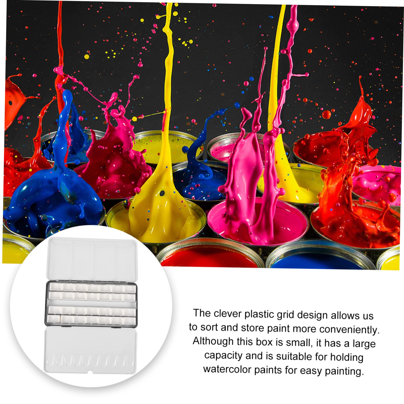 Boîte à Pigments Vide en Fer Noir, Grand Format pour Aquarelle