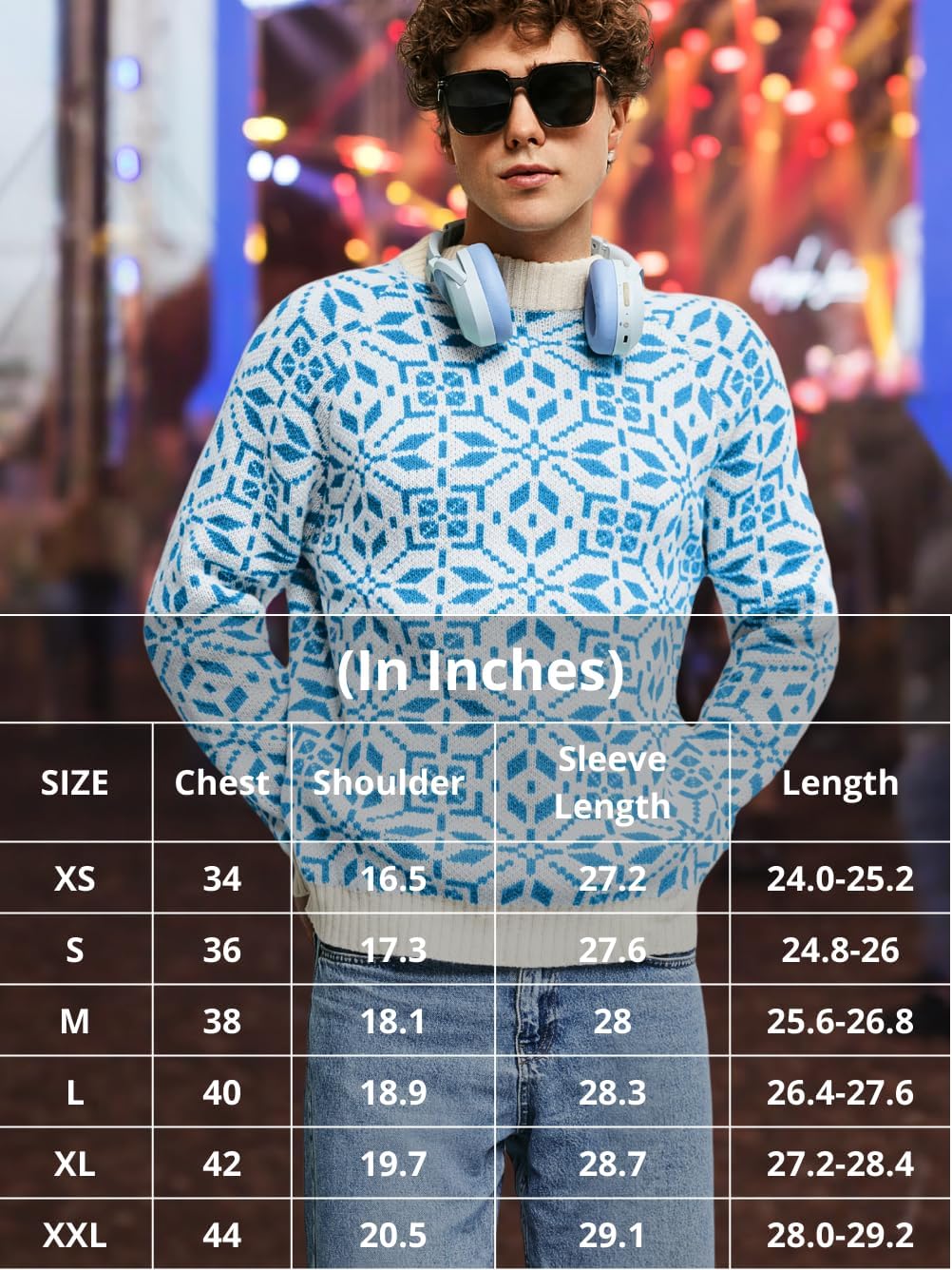 Men's Nordic Snowflake Chunky Sweater, Mock Neck Knit Pullover for Winter & Holiday Season - Image 5