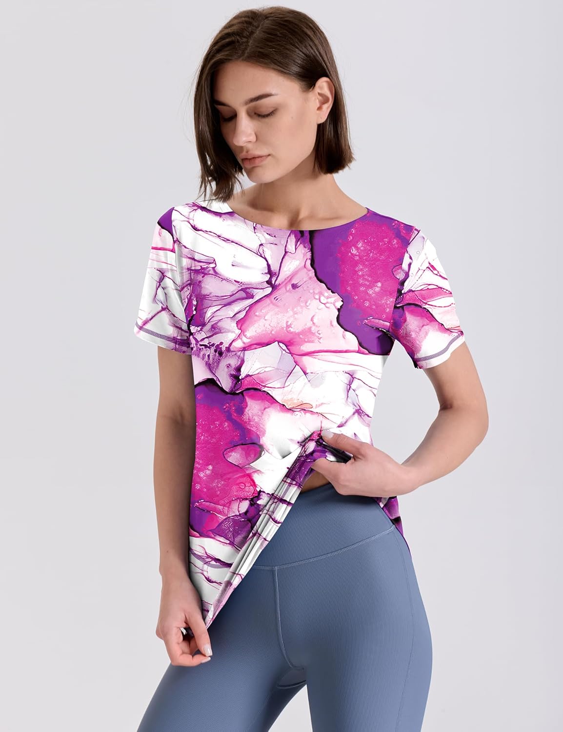 Kistore Workout Tops for Women Short Sleeve Boat Neck Loose Fit Gym T-Shirt Athletic Casual Tee Shirts - Image 5