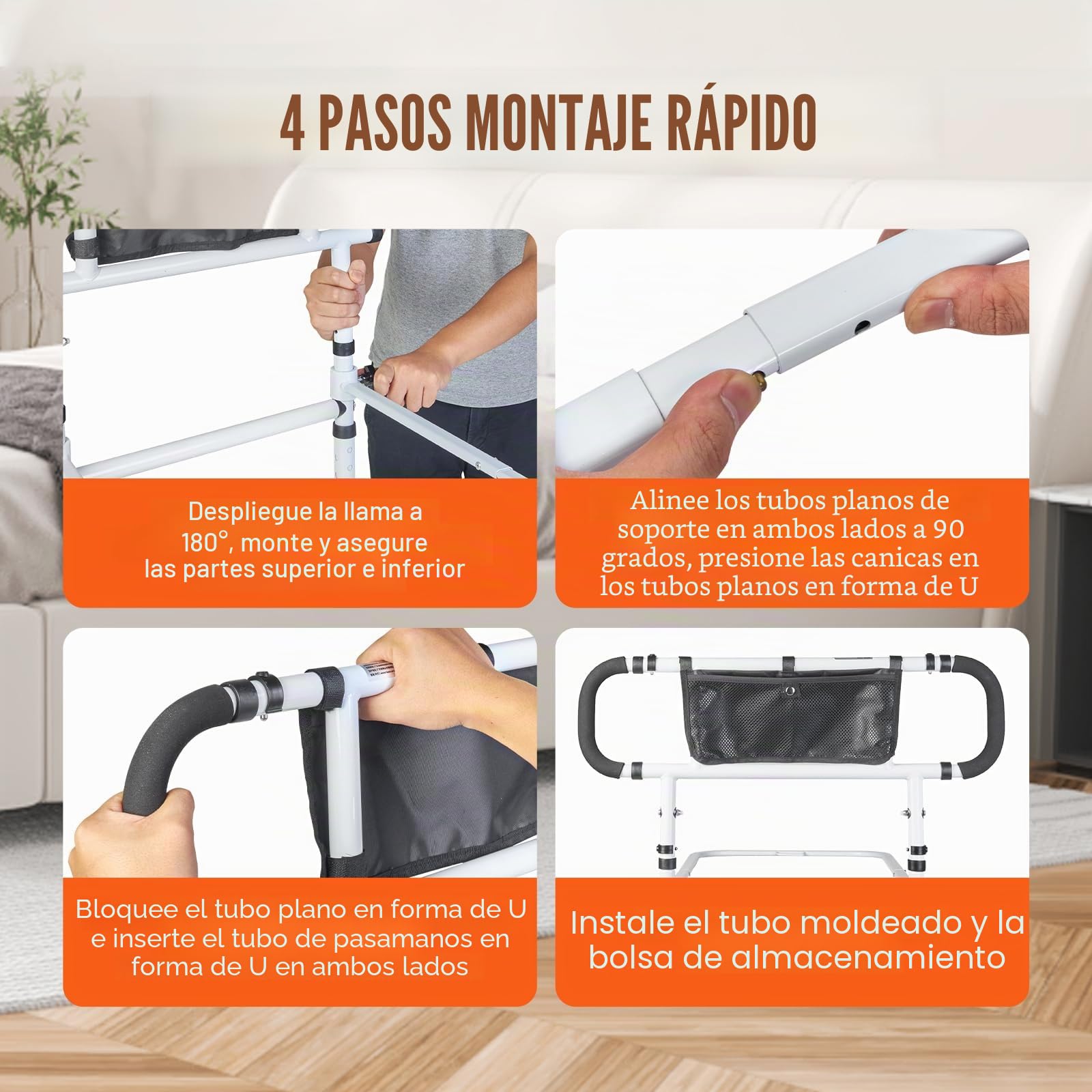 VEVOR Barandillas de Cama para Adultos Mayores Barandillas de Cama Plegables de 180° para Personas Mayores 450LBS