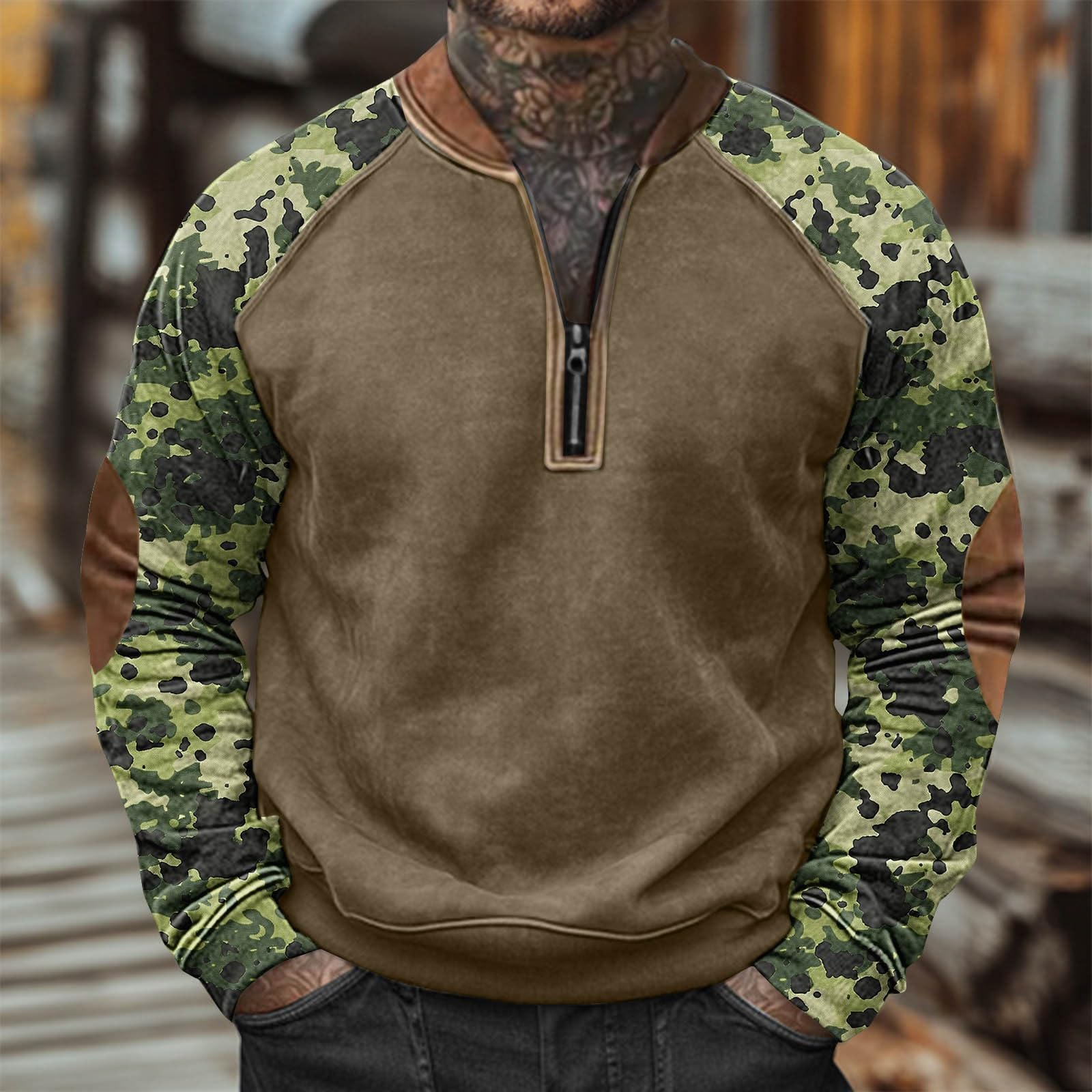 Ropa Anti UV Hombre Men Quater Zip Pullover Casual Stylish Contrast Long Sleeve Crewneck Athletic Sweatshirt Performance Tops Detalle Suegra Gym Kit De Pesca para Sudaderas Hombres