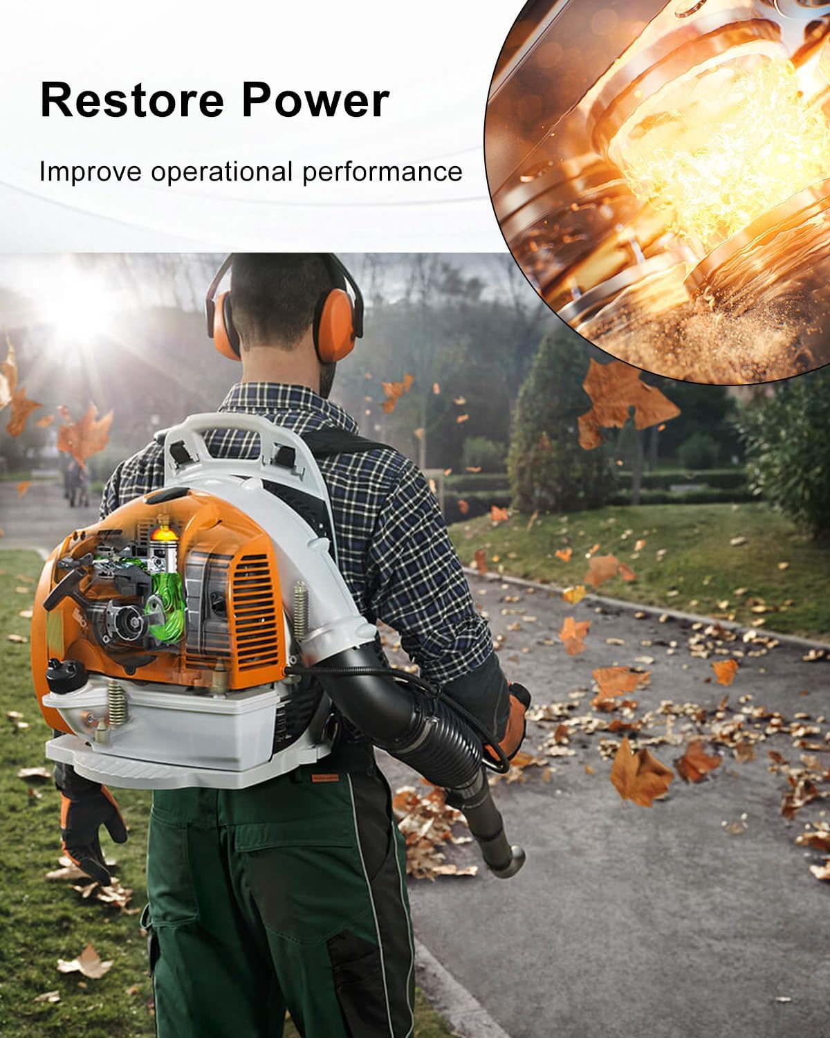 502848701 Cylinder Piston Kit Fit for Husqvarna 150BF 150BT 350BF 350BT Jonsered BB2250 Backpack Leaf Blower, Replace 531396701, with Installation Bolts