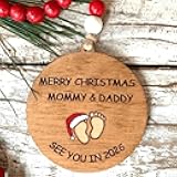Baby's First Christmas Ornament 2025,Merry Christmas Mommy and Daddy Coming Soon See You in 2026 Expecting Baby Pregnancy Announcement New Parents to Be Unique Gifts
