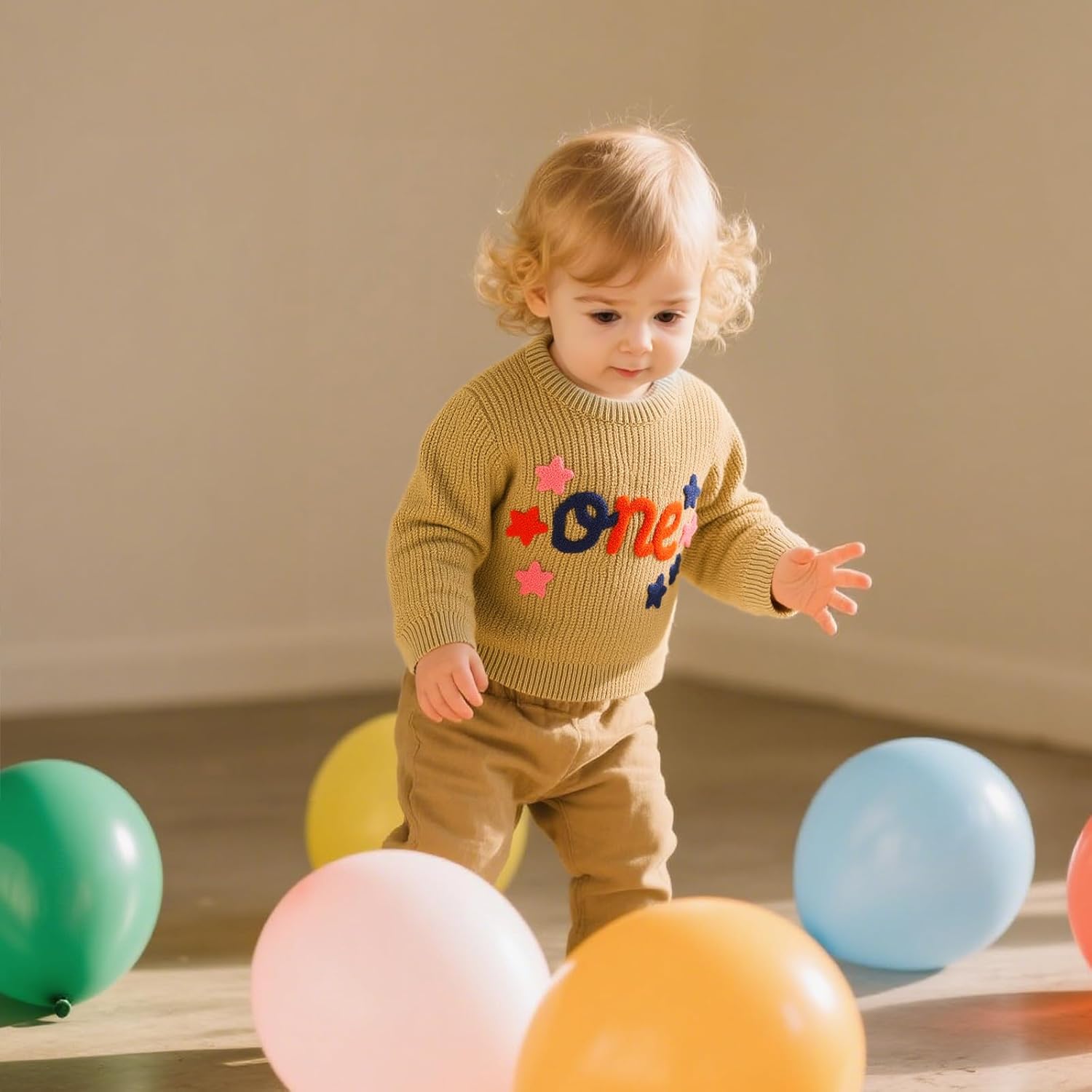 Kids4ever Toddler Baby Girl First Birthday Knit Sweater Cute Letter Embroidery Pullover for Infant Winter Fall for 6M-4Y - Image 4