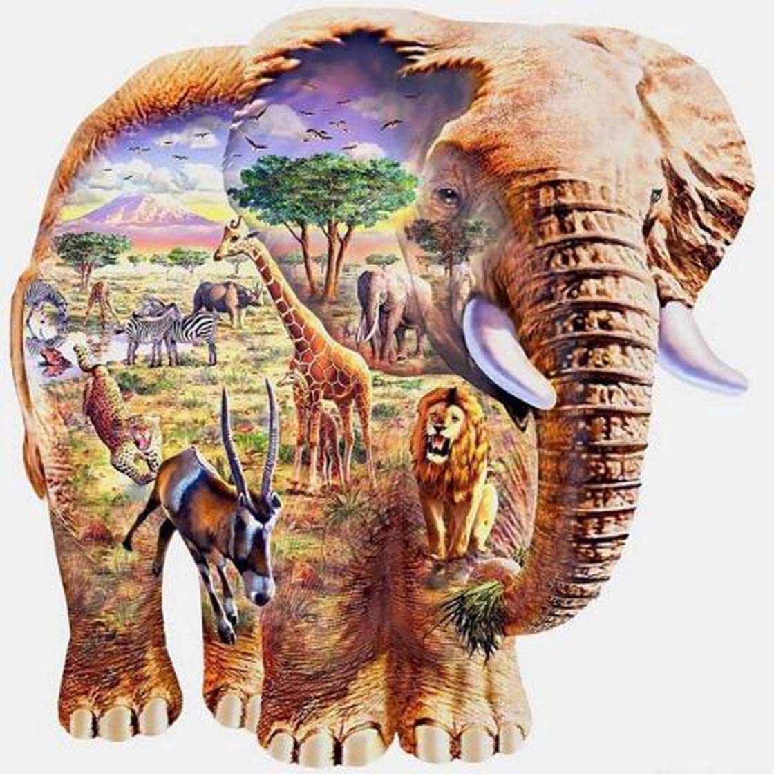 ABEUTY 5D Diamond Painting DIY Full Drill Rhinestones, Elephant Lion Giraffe Animal, Paint with Diamonds Crystal Diamond Art Kits (Elephant)