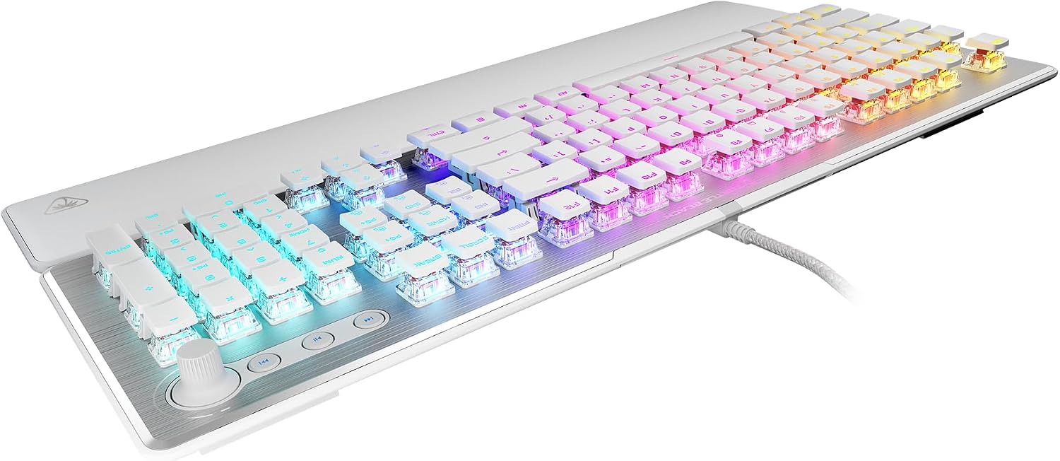 Vulcan II - Tastiera meccanica da gioco per PC - Interruttore Titan II - Tasti RGB luminosi personalizzabili - Poggiapolsi rimovibile - Piastra in alluminio - Bianco - Tastiera gaming - Immagine 7