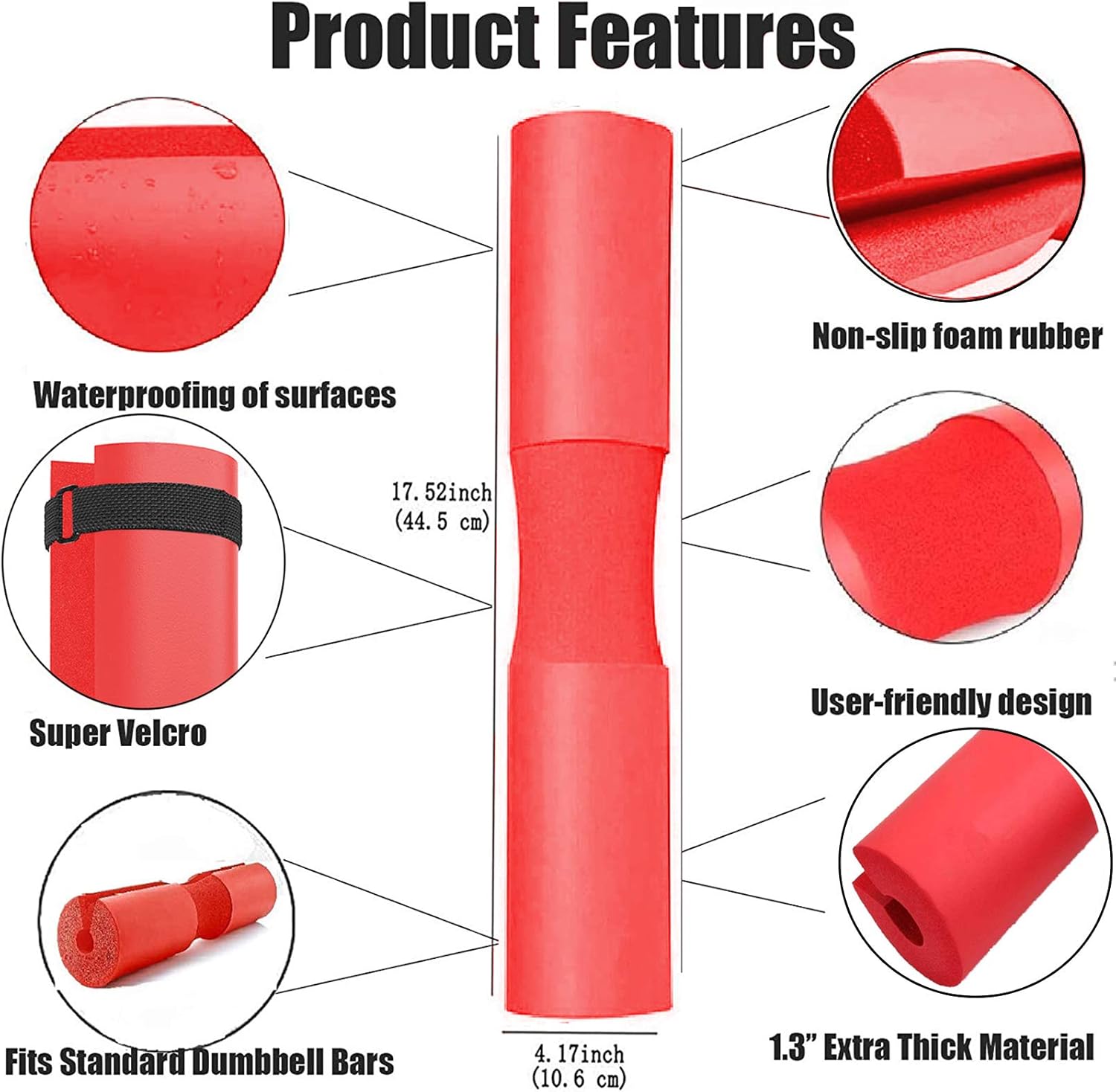 Feutav Barbell Squat Pad Foam Barbell Pad for Standard Squat Pad Fits Olympic Weightlifting Bar with 2 Belts for Secure & Nonslip - Comfortable Thick Foam Barbell Pad for Squats, Lunges & Hip Thrusts (Red) : Sports & Outdoors