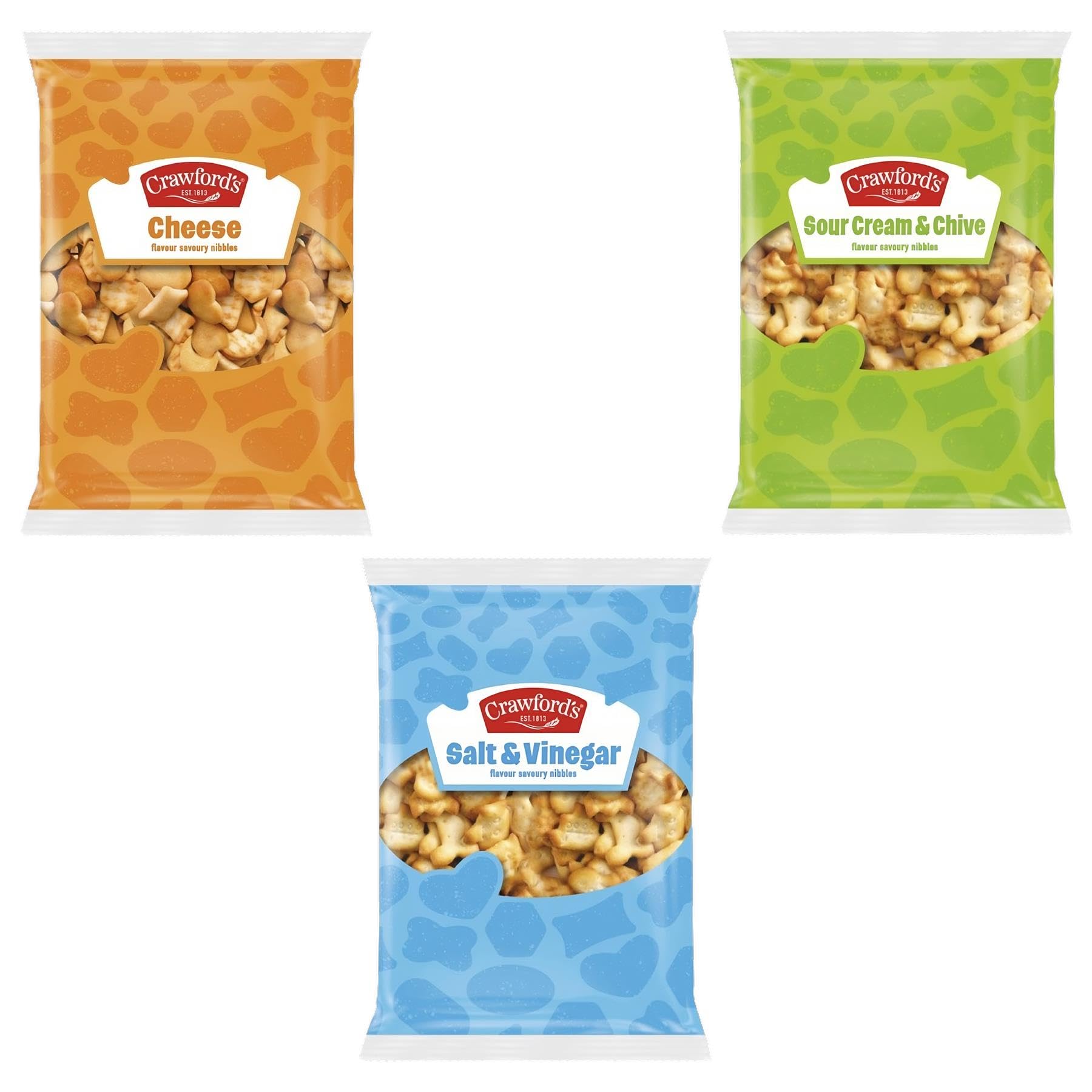 Crawfords Crackers Snacks Pick N Mix - Choose From 3 Flovours - Cheese, Sour Cream & Chive, Salt & Vinegar - Flavour Savouries Nibbles - Pack of 2