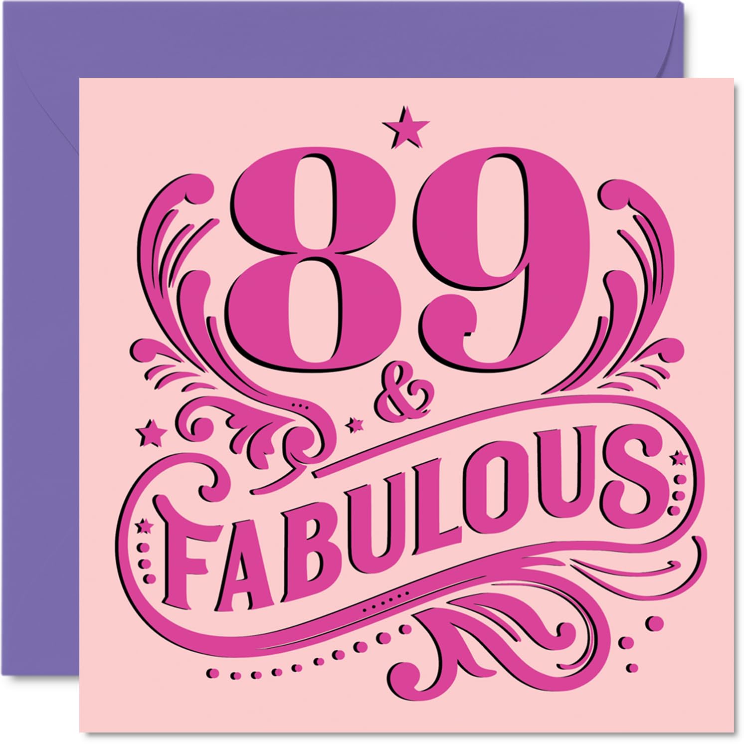 89th Birthday Cards for Women - Fabulous - Happy Birthday Card for 89 Year Old Woman Nan Wife Nana Nanny, 145mm Bday Greeting Cards