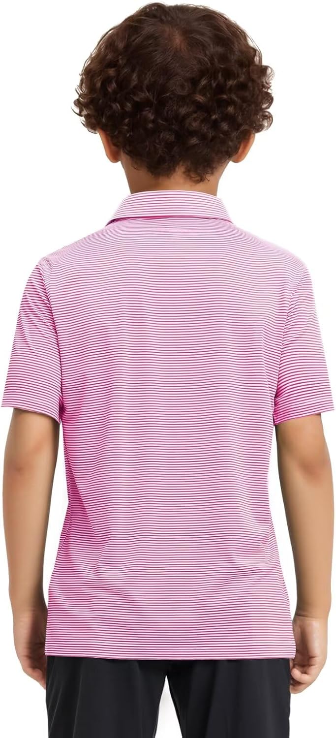 Golf Shirts for Boys Short Sleeve Moisture Wicking Dry Fit Performance Kids Youth Sport Striped Boys Polo Shirts - Image 4