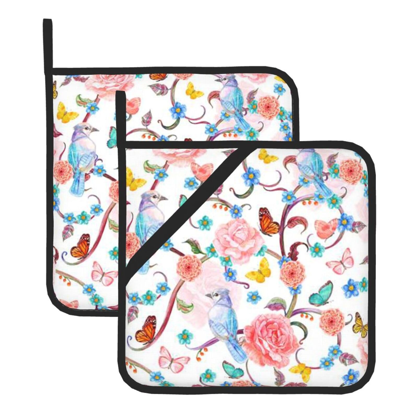 KFRXXZQB 2-Pack Square Pot Holders, Oven Mitts For Baking & Bbq