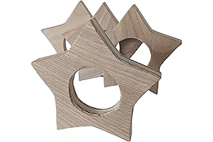 Star Shaped Wooden Napkin Ring Set of 4, Handcrafted in USA
