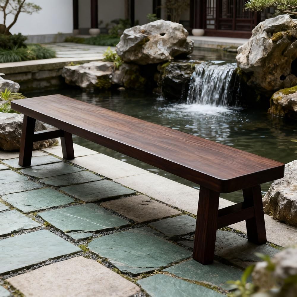 Aigoss Solid Wood Bench Rustic Skinny Bench, Easy Assembly, 39.4/47.2/55.1/63/70.9/78.7 Inch Walnut Farmhouse Entryway Bench for Dining Room, Bedroom, Porch(39.4" Lx11.8 Wx17.7 H)