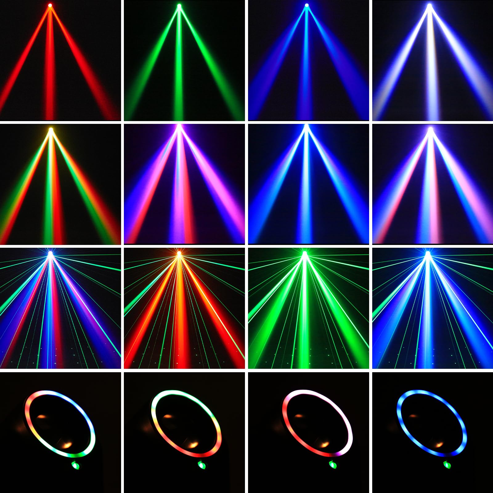 2PCS Teste Mobili Beam RGBW da 30W 3 in 1, Effetto Chase con Striscia Luminosa d-mx512 Attivabile dal Suono con Telecomando per DJ Festa Club Matrimonio Palco Spettacolo