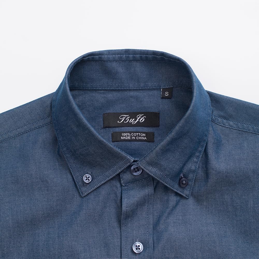 Men's Long Sleeve Denim Shirt (US, Alpha (Alpha), M, Regular, Regular, Navy) - Image 2