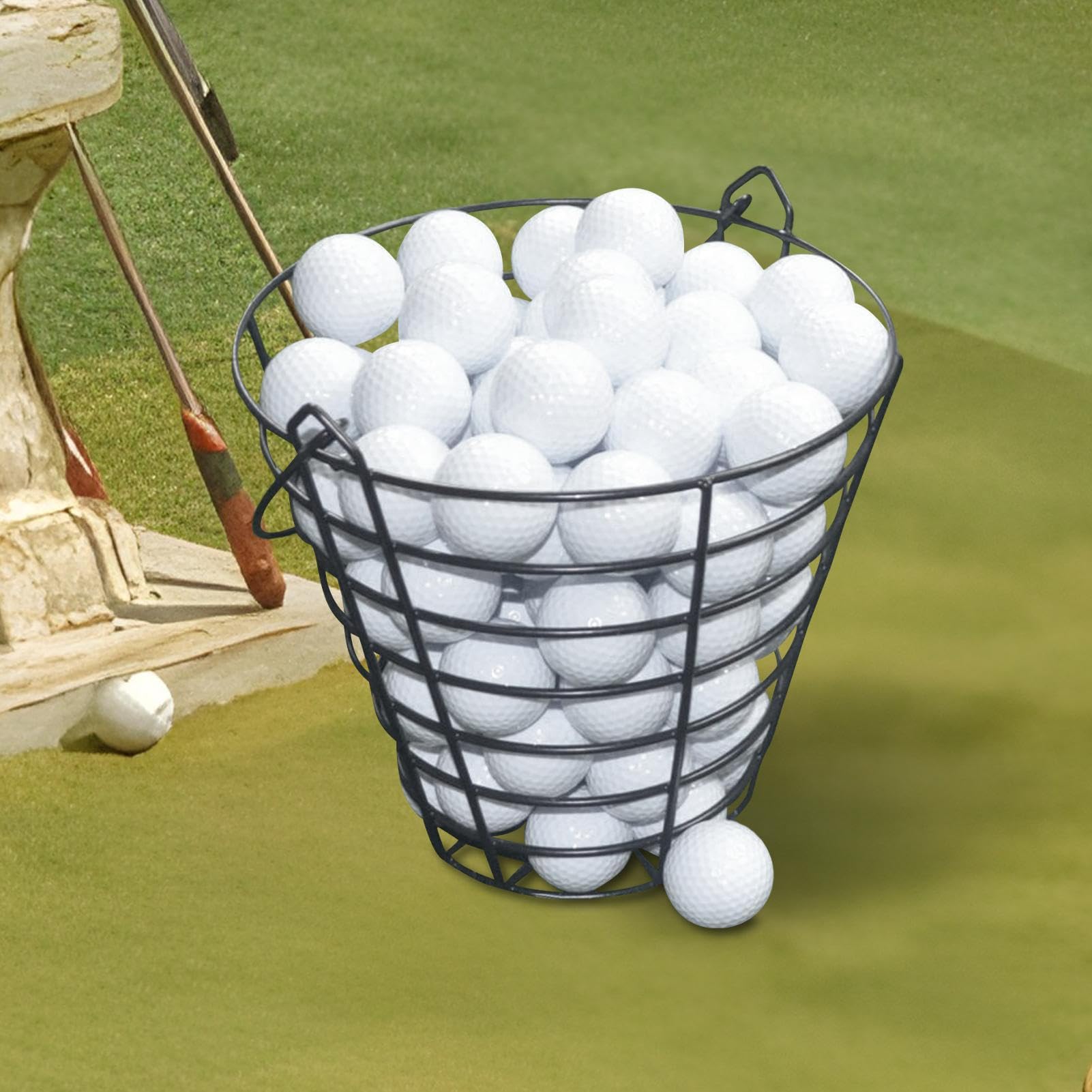 Générique Panier pour Balles De Golf - Seau de Rangement pour 100 Balles de Golf - Grand Conteneur en Fil Métallique avec Poignée pour Père Mari Petit Ami Amis Passionnés De Sport